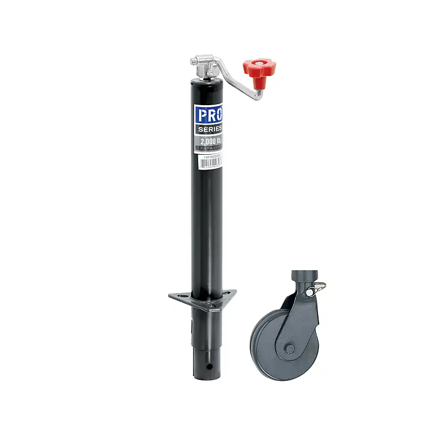Pro Series Round 2,000 lbs. A-Frame Trailer Jack Topwind 15" Lift w/ 6" Steel Caster Wheel