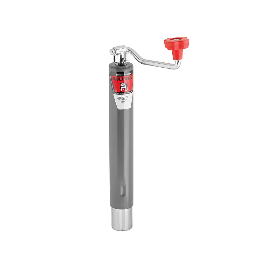 Bulldog Round Trailer Jack, No Mount, 2,000 lbs. Lift Capacity, Top Wind, Weld-On, 10 in. Travel BD150000