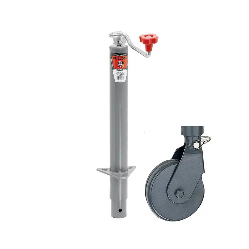Bulldog 2,000 lbs. Round A-Frame Trailer Jack Topwind 15" Lift w/Detachable Steel Wheel Assembly w/Pin