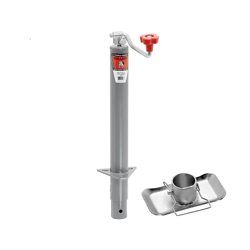 Bulldog 2,000 lbs. Round A-Frame Trailer Jack Topwind 15" Lift w/ Footplate & Pin
