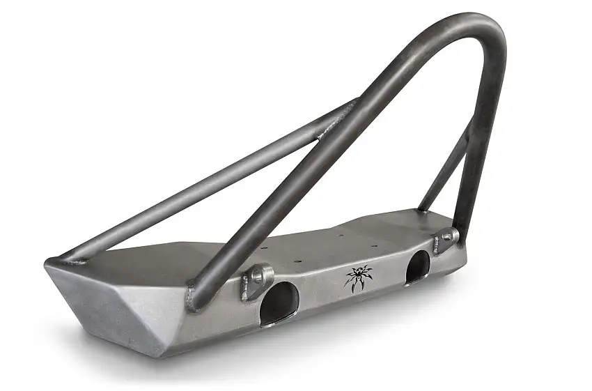 Poison Spyder Brawler Lite Front Bumper With Trail Stinger & 2 Shackle Tabs For 2007-18 Jeep Wrangler JK 2 Door & Unlimited 4 Door Models (Bare Steel) 17-59-010-DST