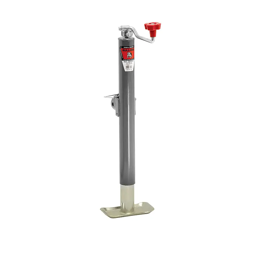 Bulldog Round Trailer Jack, Side Mount, 5,000 lbs. Lift Capacity, Top Wind, Weld-On, 15 in. Travel BD178151