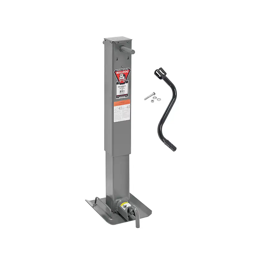 Bulldog HD Square Trailer Jack, 12,000 lbs. Support Capacity, Side Wind, 12-1/2 in. Travel BD182404