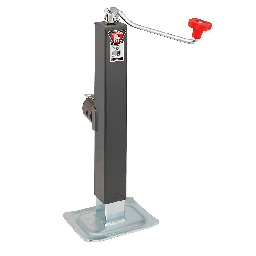 Bulldog Square Trailer Jack, Side Mount, 8,000 lbs. Support Capacity, Top Wind, Weld-On, 15 in. Travel BD190706