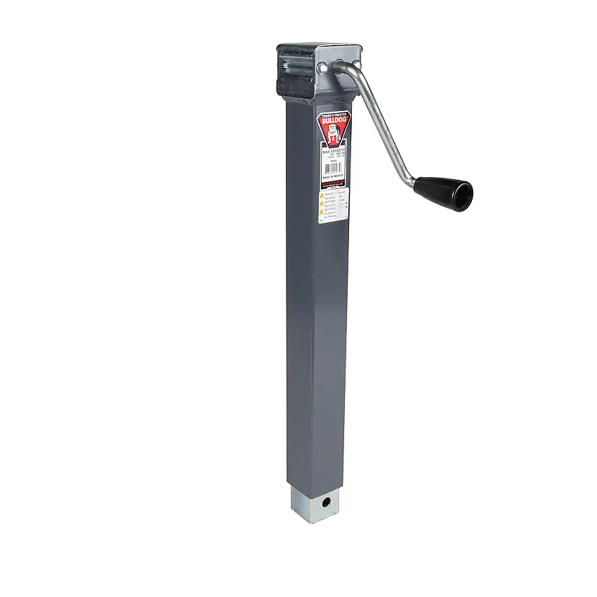 Bulldog Square Trailer Jack, No Mount, 5,000 lbs. Support Capacity, Side Wind, Weld-On, 15 in. Travel BD195369