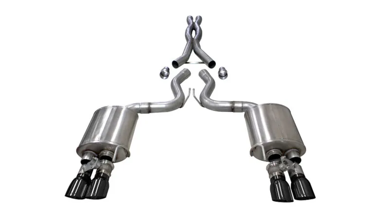 2018-2023 Ford Mustang GT Corsa 3 inch Dual-Exit Cat-Back Exhaust System (Black Tips) | 21001BLK