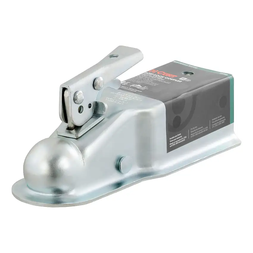CURT 5,000 lbs 2" Straight-Tongue Coupler with Posi-Lock (3" Channel), Zinc Trailer Hitch Coupler