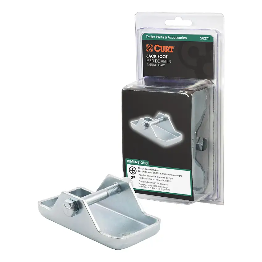 CURT 28271 Trailer Jack Foot, Fits 2-Inch Diameter Tube, Supports 2,000 lbs