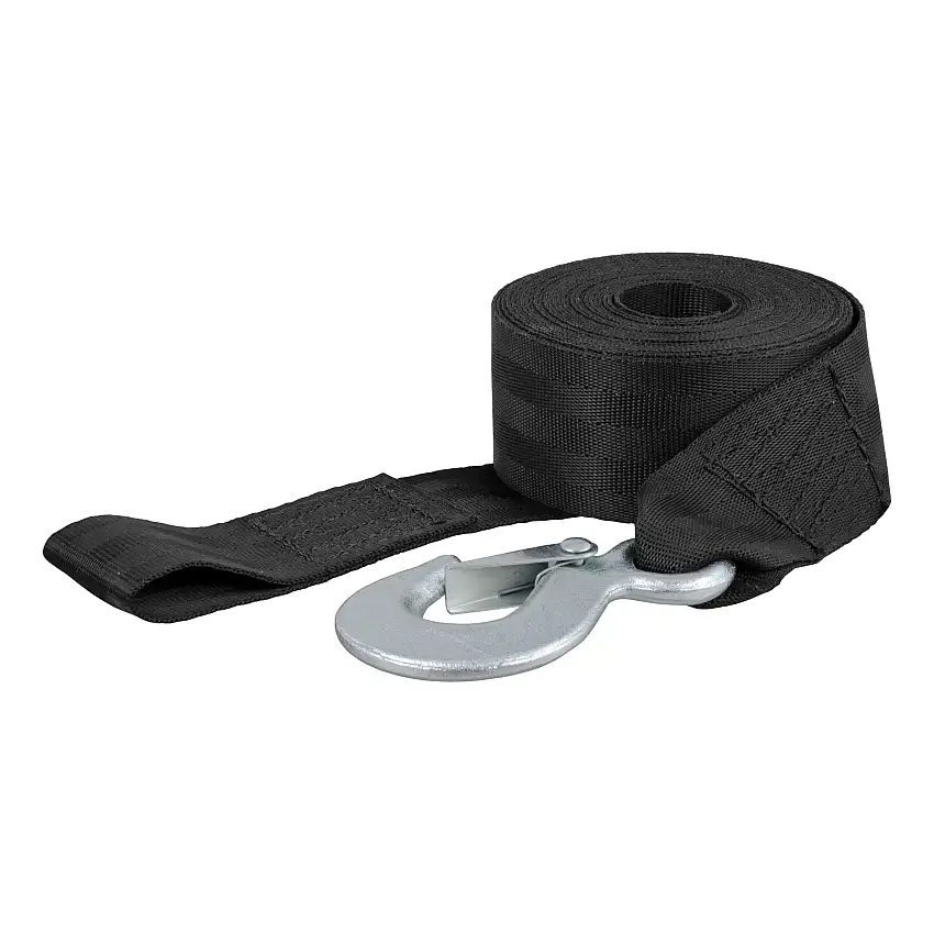 CURT 29451 2-Inch x 20-Foot Nylon Winch Strap with Hook, 3,300 lbs
