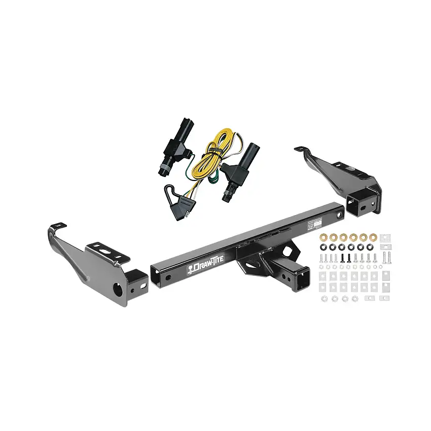 1986-1993 Dodge D150 Draw-tite Class 4 Multi-Fit Trailer Hitch, 2 Inch Square Receiver Bundle w/ Plug-n-Play T-One Wiring Harness