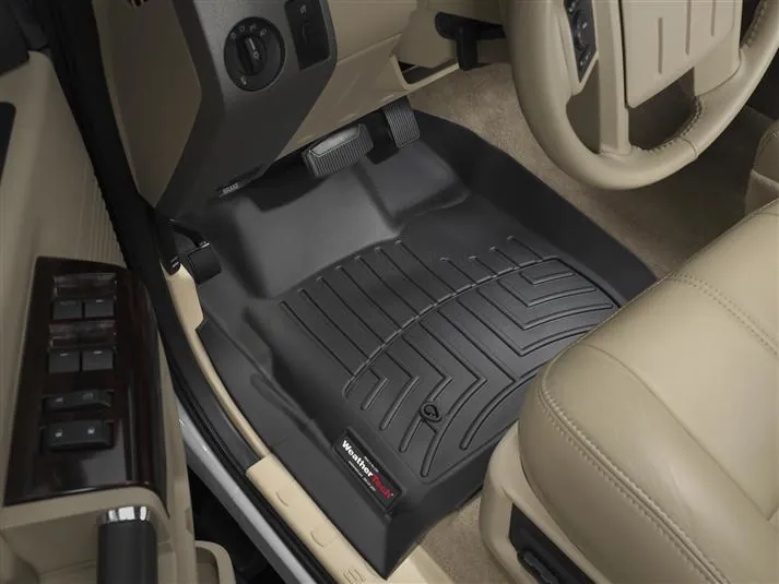 2008-2010 Ford F250 & F350 Regular Cab WeatherTech Driver & Passenger Front FloorLiners Black (withoutut 4WD Floor Shifters and with Carpet Flooring) | 441201