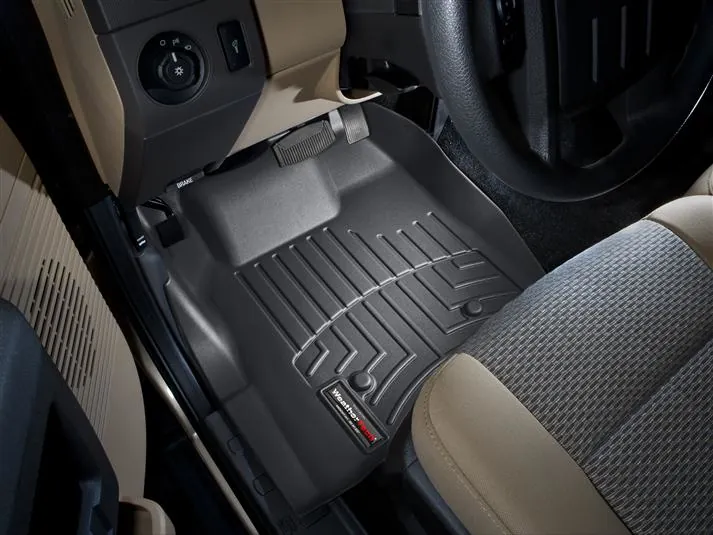 2011-2012 Ford F250 & F350 Regular Cab WeatherTech Driver & Passenger Front FloorLiners Black (Fits Models withoutut 4WD Floor Shifters and with Carpet Flooring) | 443211