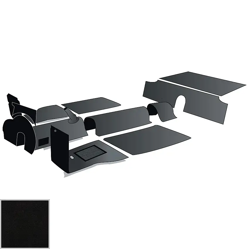 CARPET SET, Black, w/ footwell insert