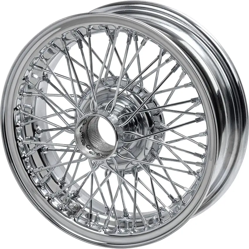 Set of 4 Wire Wheels, Chrome, 15" x 5", 72 Spoke, Tubeless