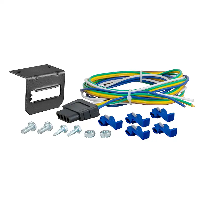CURT 5-Way Flat Connector Socket with Hardware (Vehicle Side, Packaged) Trailer Wire Connector Mounting Bracket