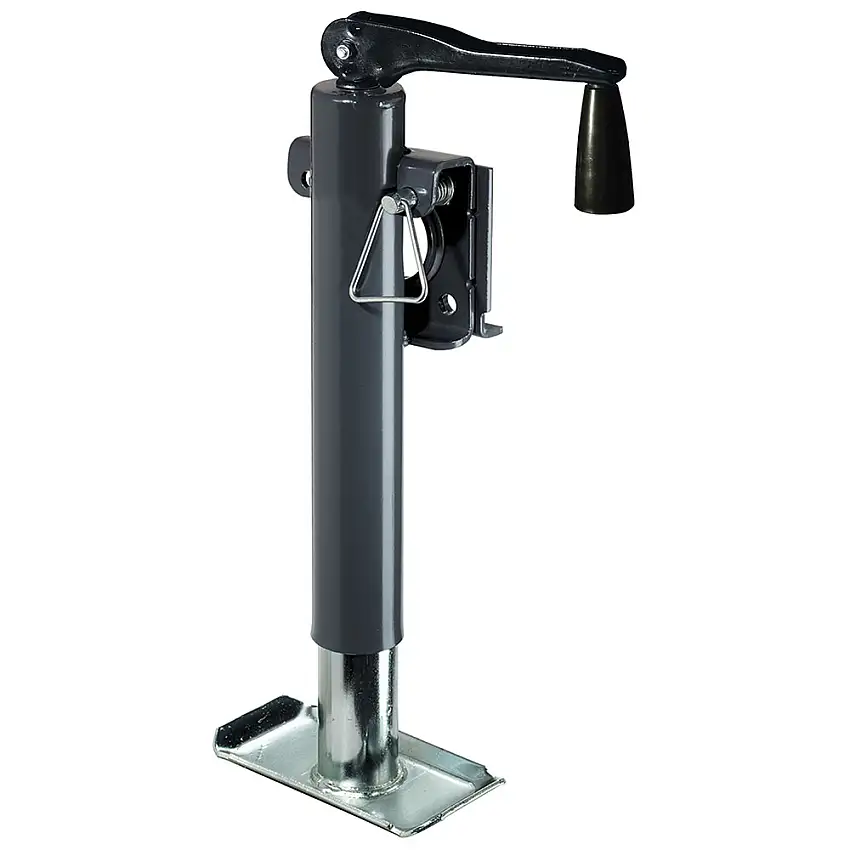 Bulldog Round Trailer Jack, Side Mount, 2,000 lbs. Lift Capacity, Top Wind, Bolt-On, 10 in. Travel BD74414