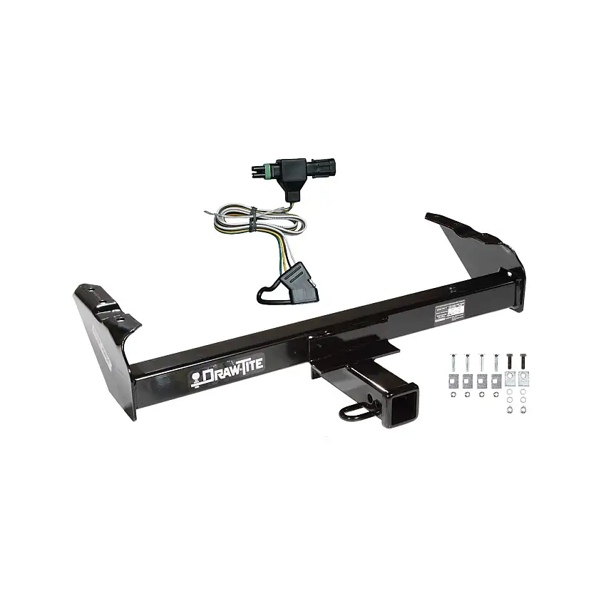 1988-1991 Chevrolet C2500 Crew Cab Draw-tite Class 3 Trailer Hitch, 2 Inch Square Receiver Bundle w/ Plug-n-Play T-One Wiring Harness