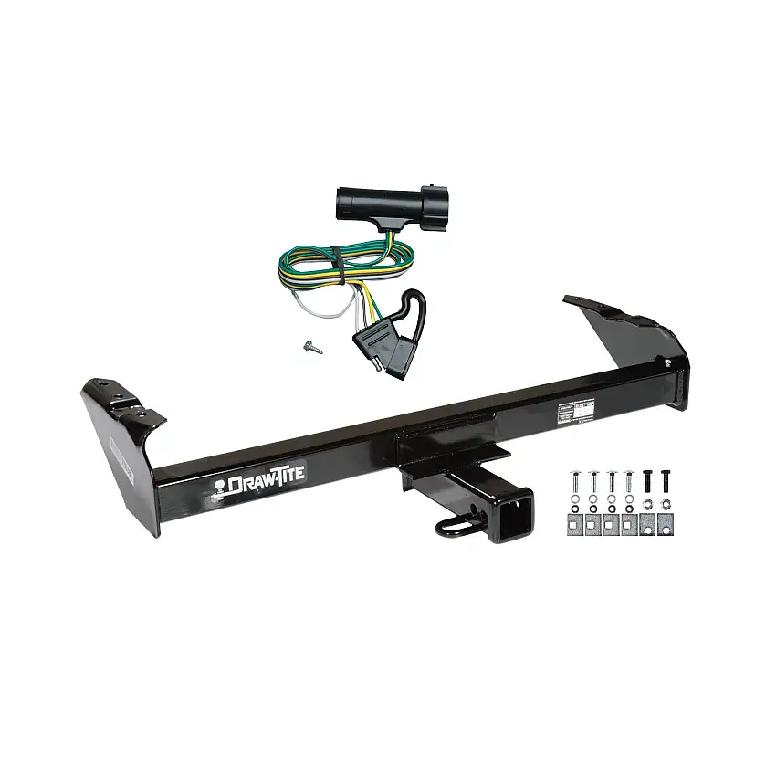 1980-1983 Ford F-100 Except w/Custom Fascia Draw-tite Class 3 Trailer Hitch, 2 Inch Square Receiver Bundle w/ Plug-n-Play T-One Wiring Harness