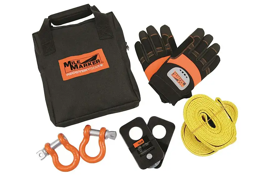 Mile Marker 19-00105 4K RECOVERY KIT INCLUDES TWO 8FT STRAPS, SNATCH BLOCK, SHACKLES, GLOVES, BAG