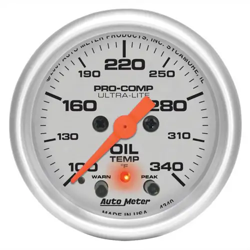 AutoMeter GAUGE, OIL TEMP, 2 1/16", 340°F, STEPPER MOTOR W/PEAK & WARN, ULTRA-LITE 4340