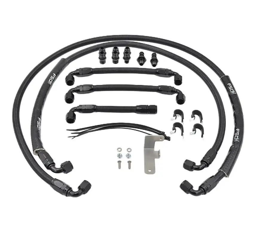 Full Send Diesel Black Braided Stock Replacement Transmission Line Kit 03-07 Ford 6.0L Powerstroke