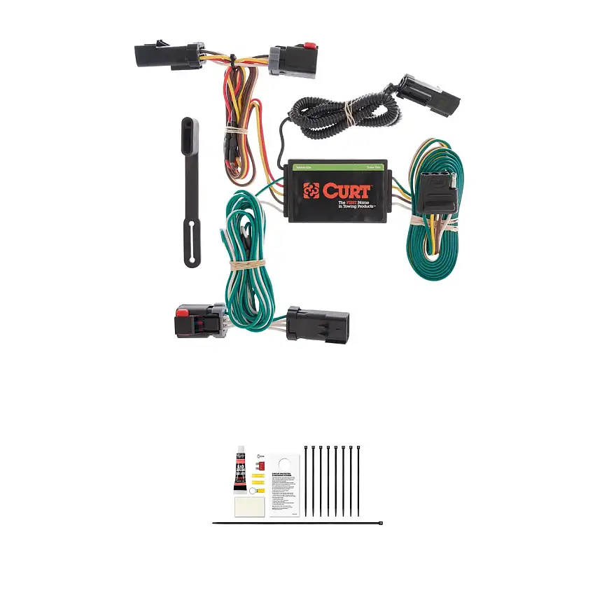 CURT Custom Wiring Harness, 4-Way Flat Output, Select Chrysler Pacifica Trailer Connector Kit