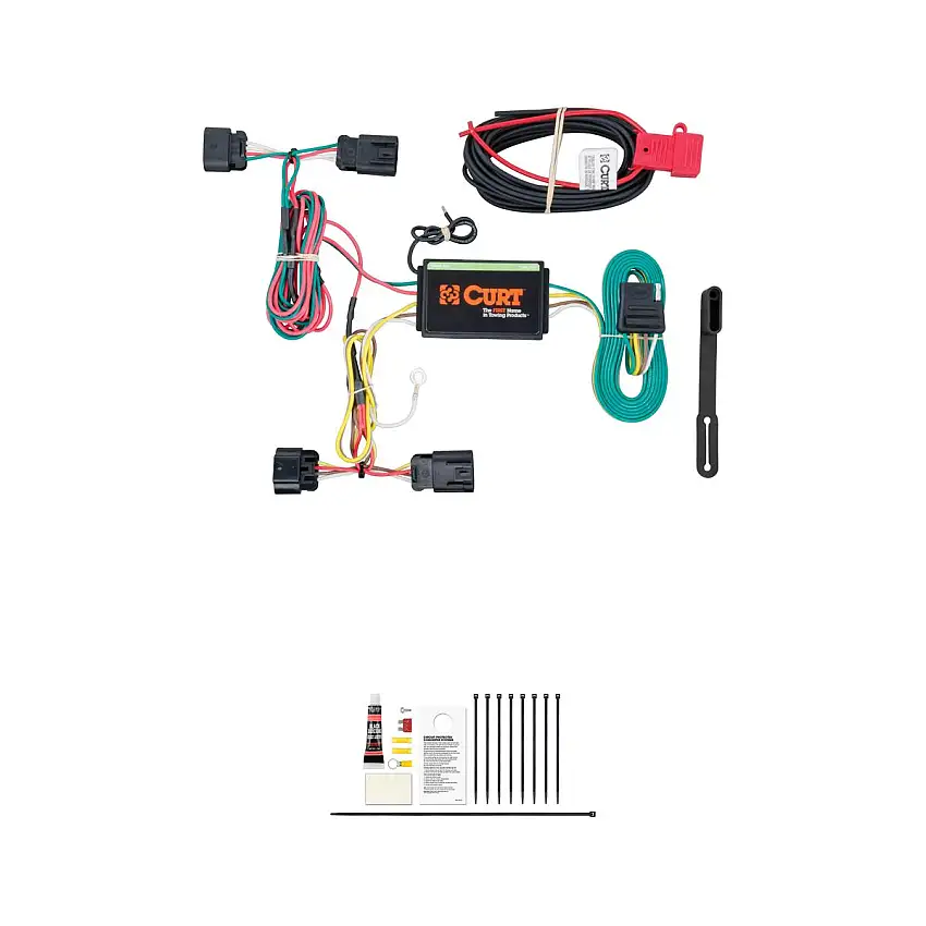 CURT Custom Wiring Harness, 4-Way Flat Output, Select Chrysler 200, Dodge Avenger Trailer Connector Kit