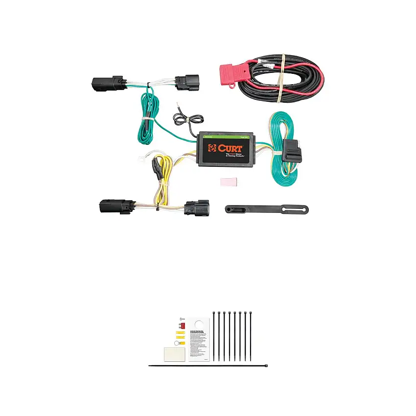 CURT Custom Wiring Harness, 4-Way Flat Output, Select Lincoln MKZ Trailer Connector Kit
