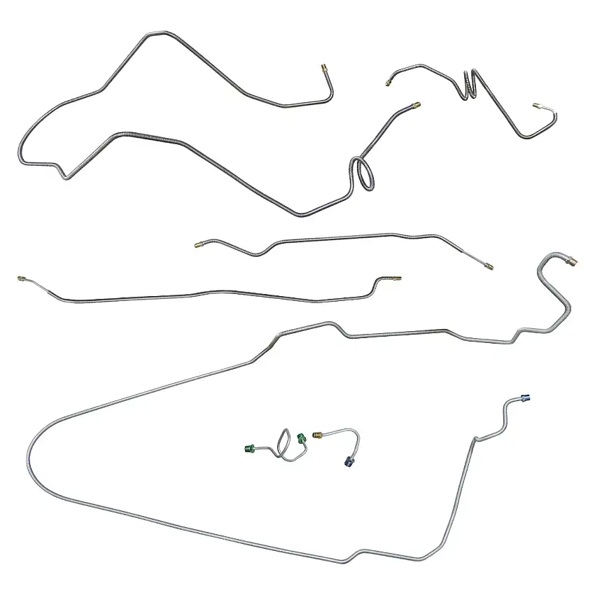 1975-76 Chevrolet Nova SS Power Disc Brake Line Kit 7pc, OE Steel