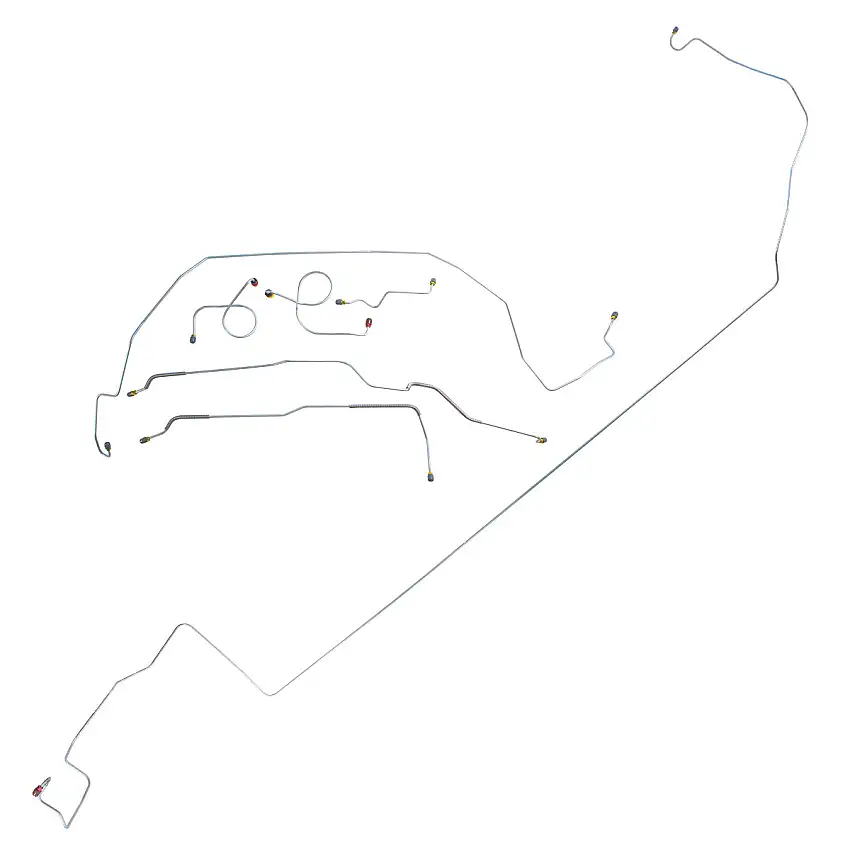 1967 Ford Galaxie Manual Drum Brake Line Kit 7pc, OE Steel
