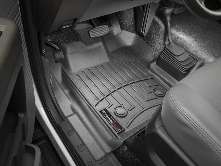 1999-2007 Ford F250 & F350 Regular Cab WeatherTech Driver & Passenger Front FloorLiners Black (Carpet Flooring & 4WD Floor Shifter) | 441251