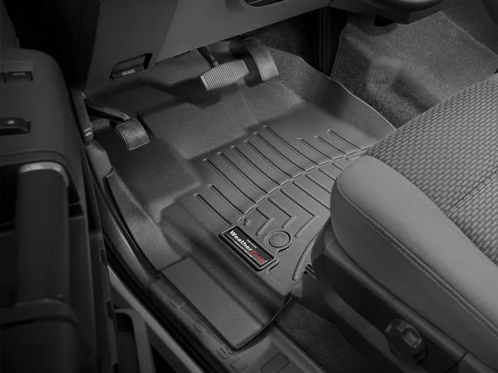 2013-2016 Ford F250 & F350 Regular Cab WeatherTech Driver & Passenger Front FloorLiners Black (Trucks withoutut 4WD Floor Shifters and with Carpet) | 445821