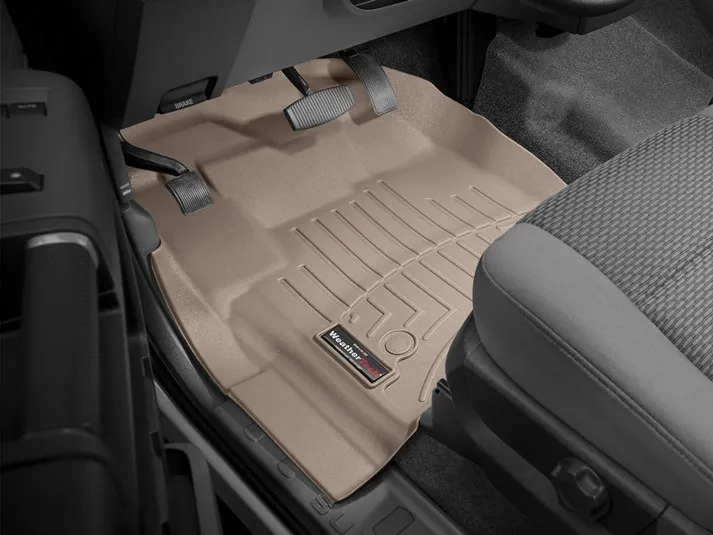 2013-2016 Ford F250 & F350 Regular Cab WeatherTech Driver & Passenger Front FloorLiners Tan (Fits Models withoutut 4WD Floor Shifters and with Carpet Flooring) | 455821