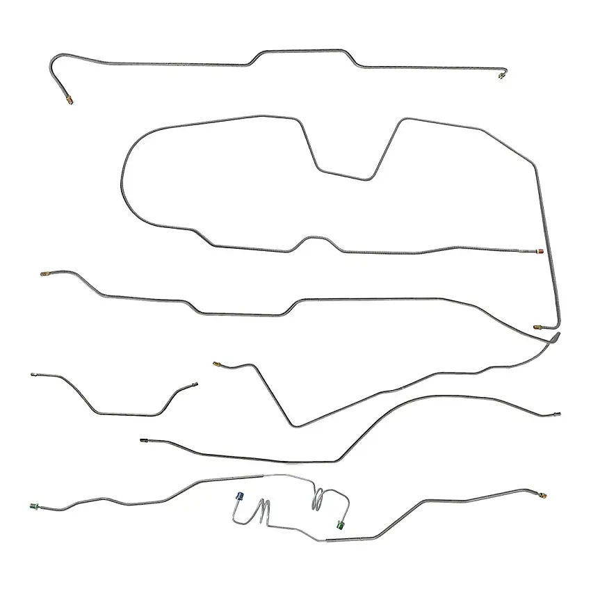 1981-82 Jeep CJ-8 AMC 20 Wide Axle Complete Manual Brake Line Kit 7pc, OE Steel