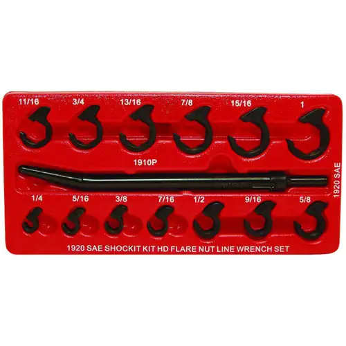 Shockit™ Line Wrench Set, 14 Pieces, SAE, For Automotive/Hydraulic Line Fittings