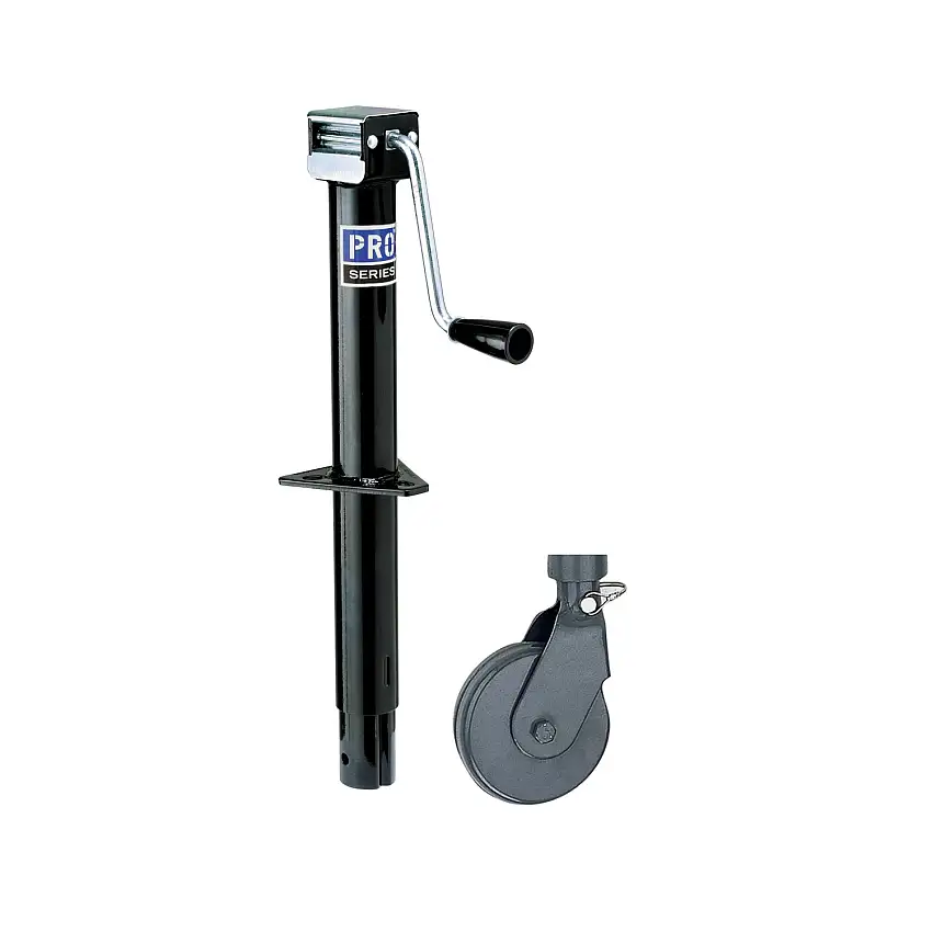 Pro Series Round 2,000 lbs. A-Frame Trailer Jack Sidewind 14" Lift w/ External Gearbox & 6" Steel Caster Wheel