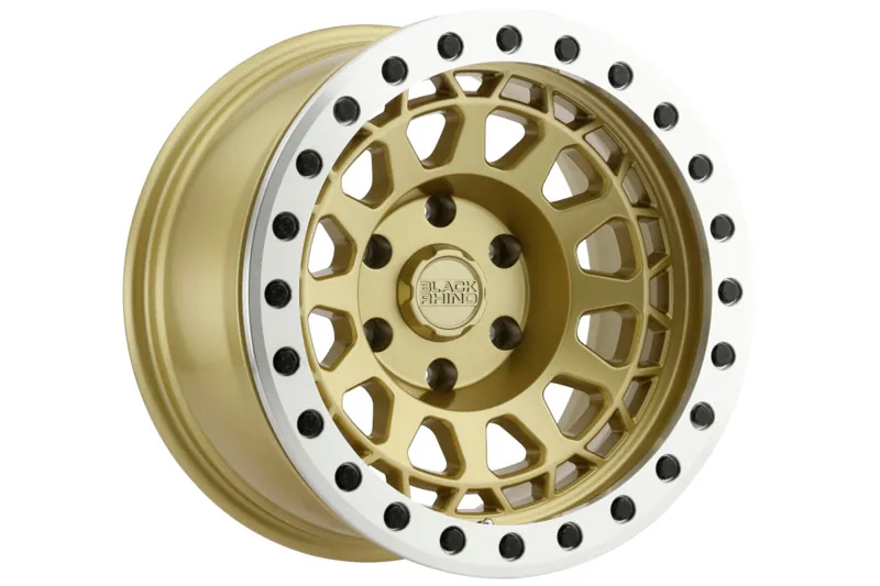 6x139.7mm Bolt Pattern Black Rhino Primm Beadlock 17x8.5 inch Wheel Matte Gold with Machined Ring & Black Bolts (-30mm Offset) | 1785PRM-06140L12