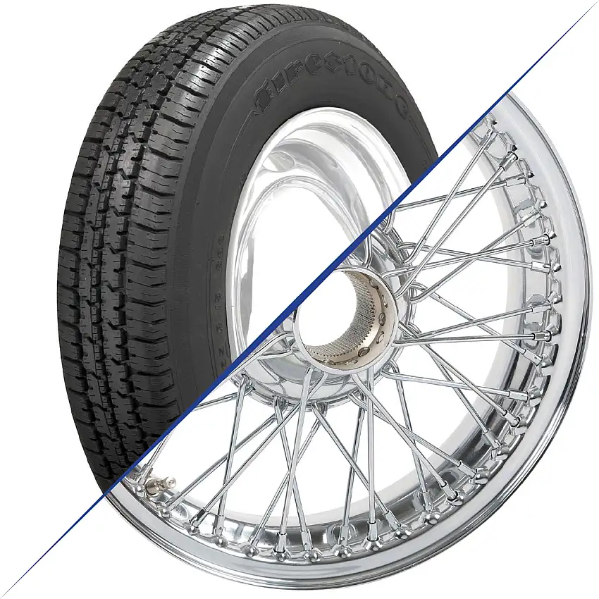 15"x4", 48 Spoke, Chrome Wire Wheel with Firestone F560 Tire