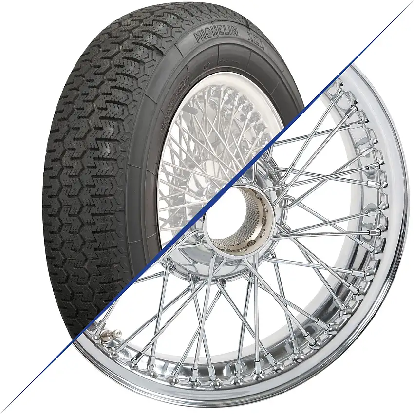 15"x4", 48 Spoke, Chrome Wire Wheel with Michelin XZX Tire
