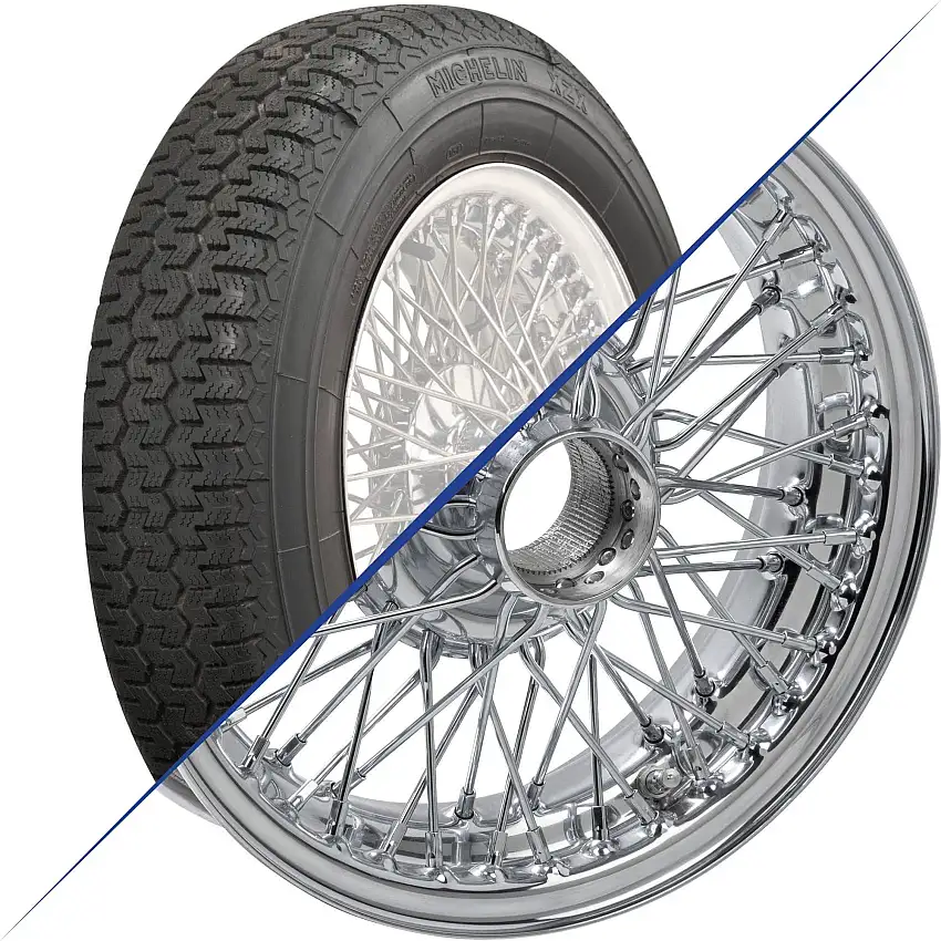 15"x4.5", 60 Spoke Chrome Wire Wheel with Michelin XZX Tire