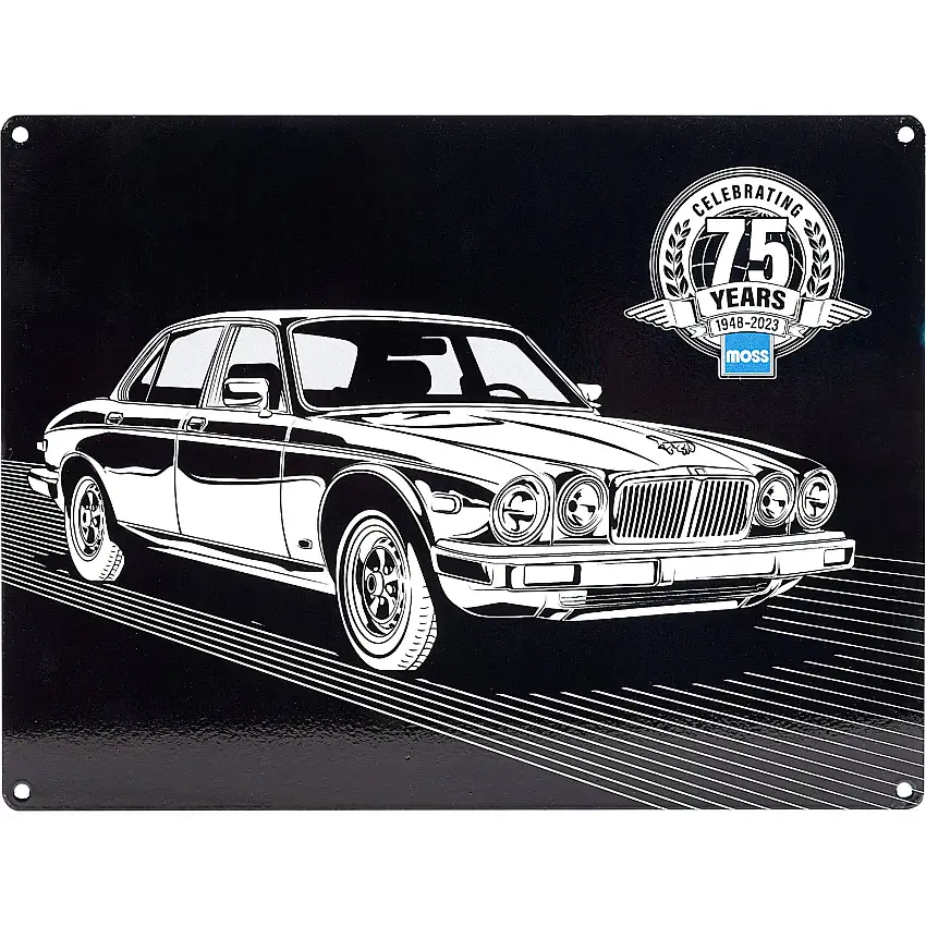 Moss Motors 75th Anniversary Metal Sign - Jaguar XJ