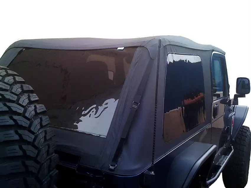 Rampage Products 109735 Frameless Soft Top Kit Sailcloth; Black Diamond; w/Tinted Windows