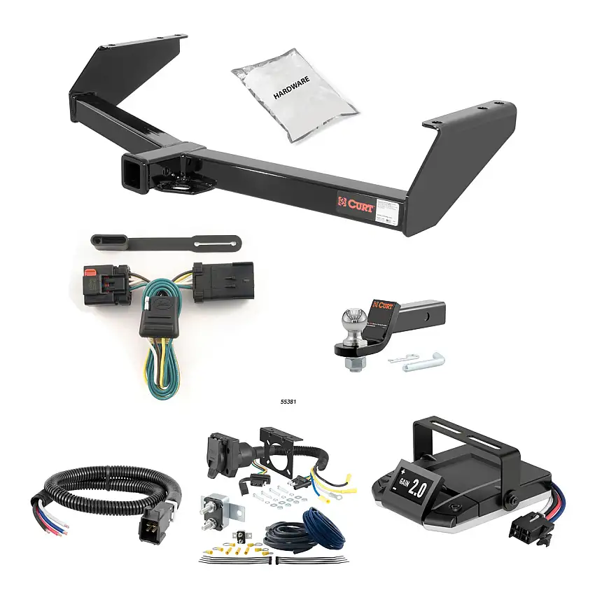 01-02 Dodge Stratus Coupe 1.25 CURT Trailer Hitch + Assure Proportional Brake Controller Kit HBCW773