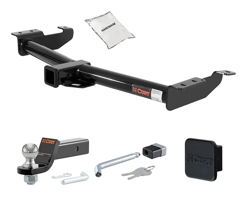 00 - 14 Ford E-250 2in. CURT Trailer Hitch + Ball Mount + Cover + Lock Kit HWA802