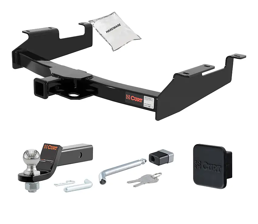 01 - 10 GMC Sierra 2500 HD 8' bed, with Tommy Gate lift 2in. CURT Trailer Hitch + Ball Mount + Cover + Lock Kit HWA1224