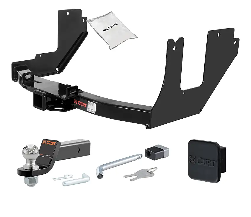 04 - 05 Ford F-150 Excluding factory receiver and 2004 Heritage Edition 2in. CURT Trailer Hitch + Ball Mount + Cover + Lock Kit HWA859