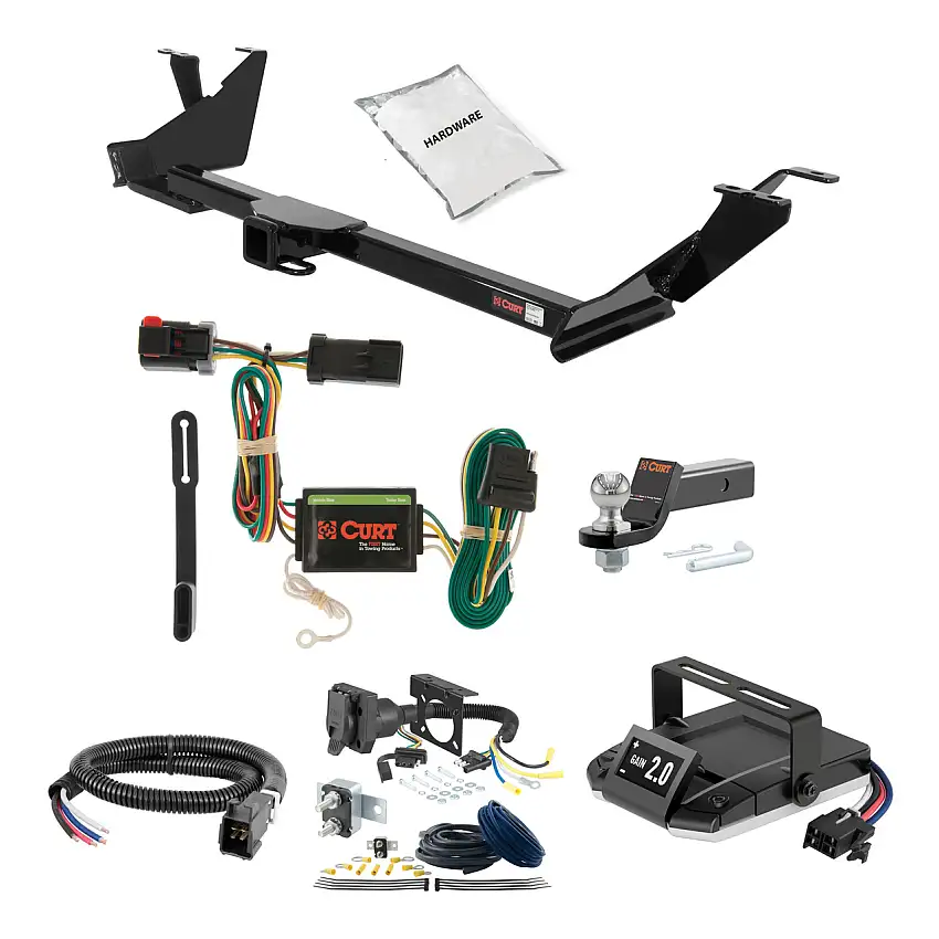 04-07 Dodge Caravan With Stow'n Go 1.25 CURT Trailer Hitch + Assure Proportional Brake Controller Kit HBCW667