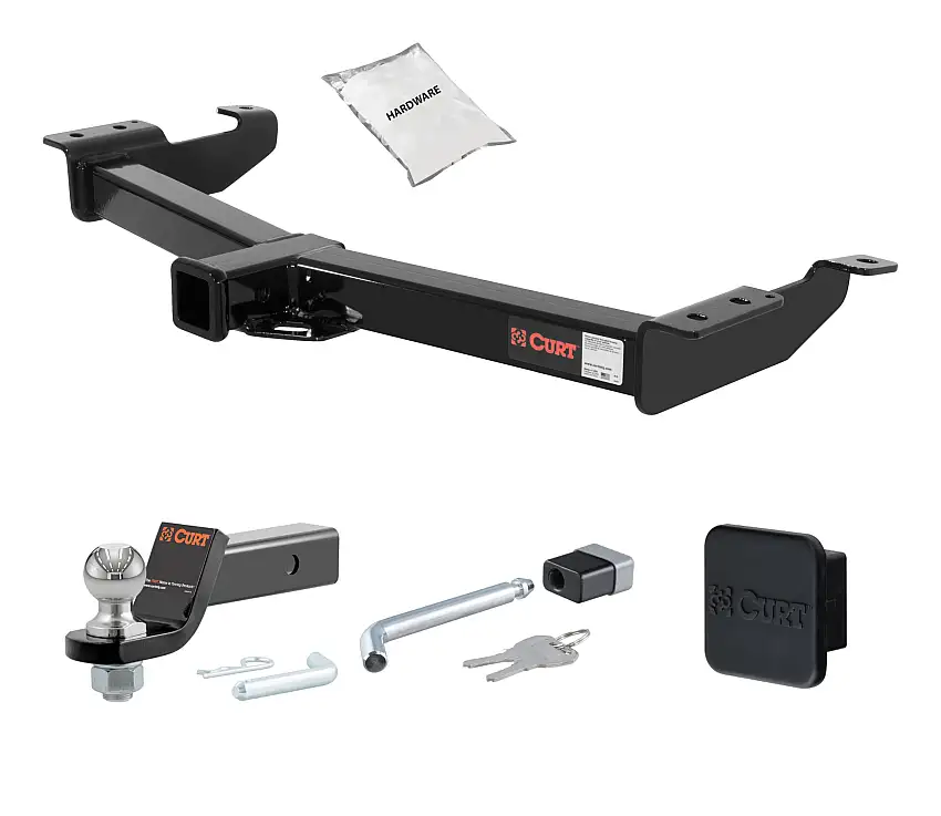 00 - 14 Ford E-250 2in. CURT Trailer Hitch + Ball Mount + Cover + Lock Kit HWA803