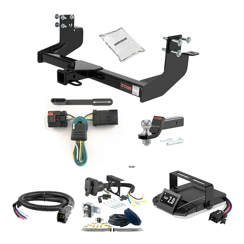 03-06 Freightliner Sprinter 118" and 140" WB with single rear wheels, 158" WB 2 CURT Trailer Hitch + Assure Proportional Brake Controller Kit HBCW1002