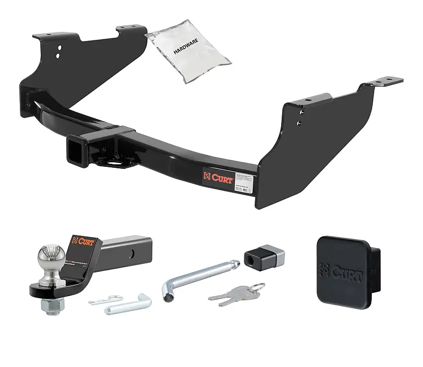02 - 02 Dodge Ram 1500 8' bed only (built before 11/02) 2in. CURT Trailer Hitch + Ball Mount + Cover + Lock Kit HWA724
